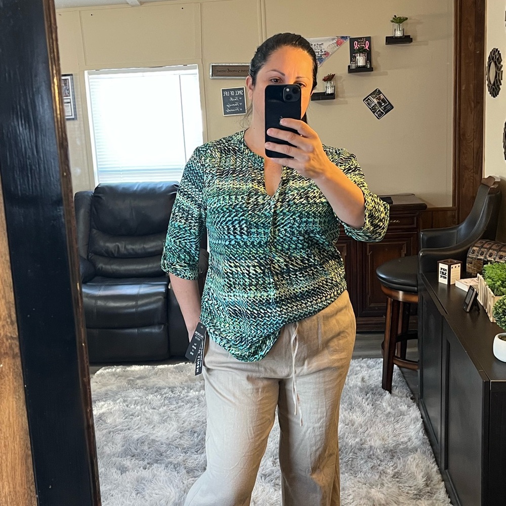 Rebecca Malone Teal and Black Women's Blouse